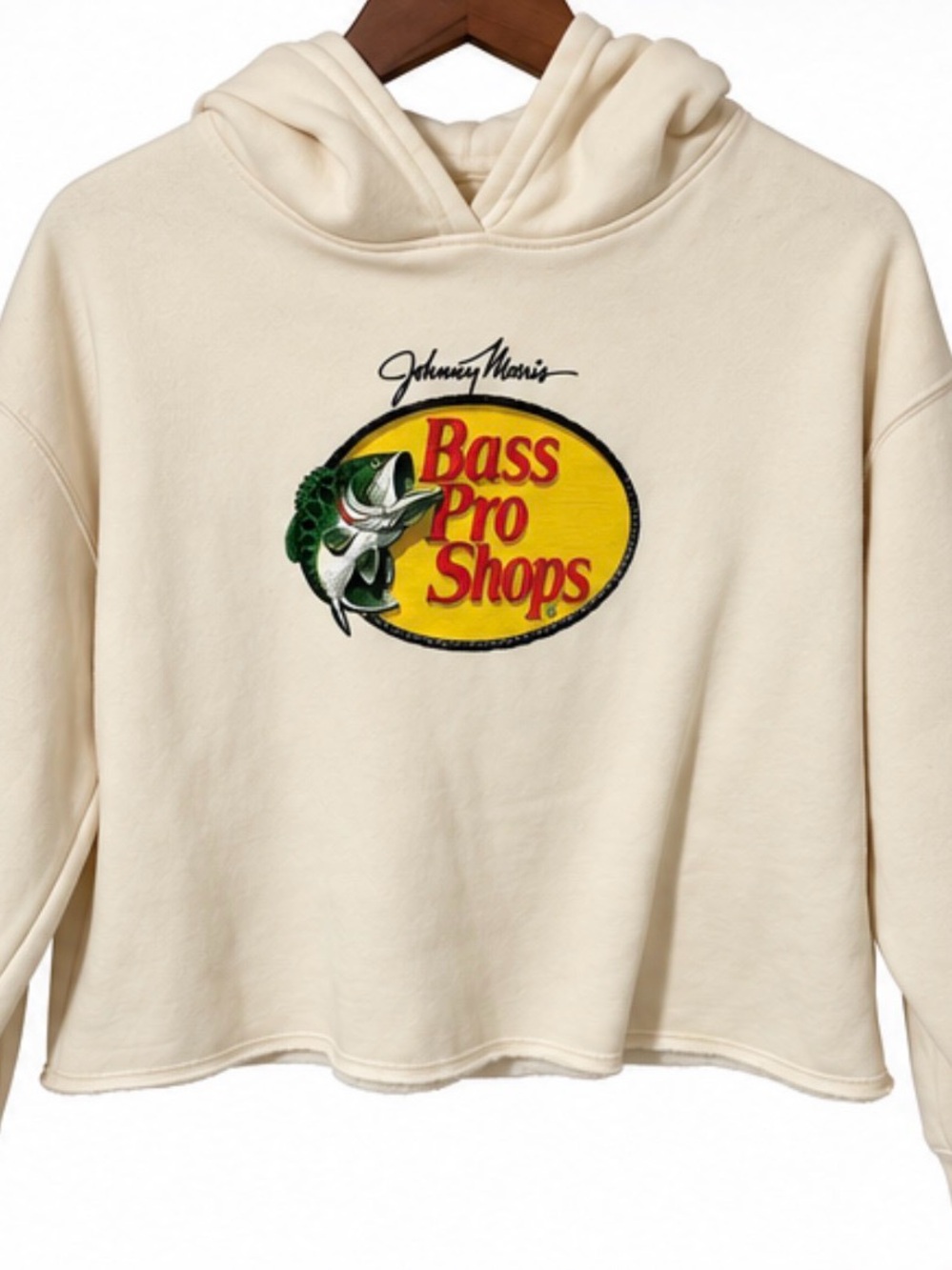 Bass Pro Shops Cream Hooded Sweatshirt with Yellow Logo